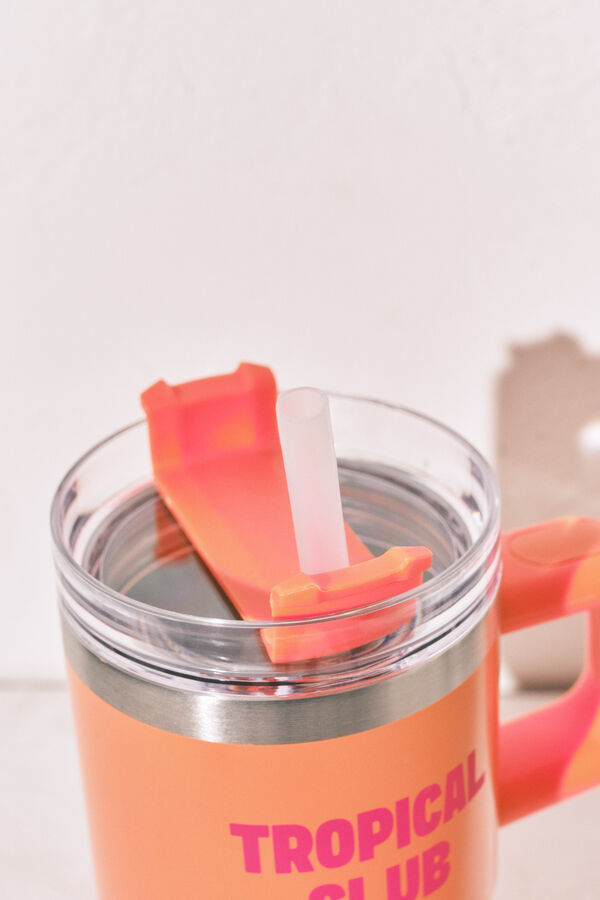 Women'secret Garrafa em a&ccedil;o inoxid&aacute;vel com al&ccedil;a laranja vermelho