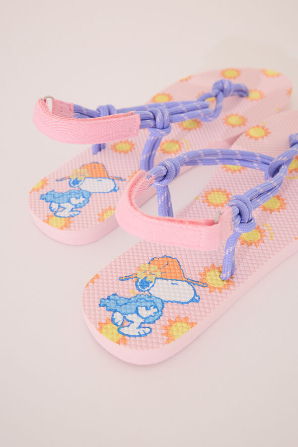 Women'secret Chanclas tiras morado y rosa Snoopy rosa