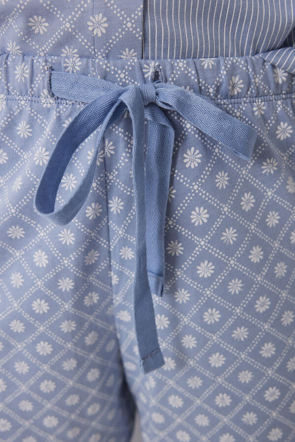 Women'secret Pijama camisero largo algod&oacute;n rayas Snoopy azul
