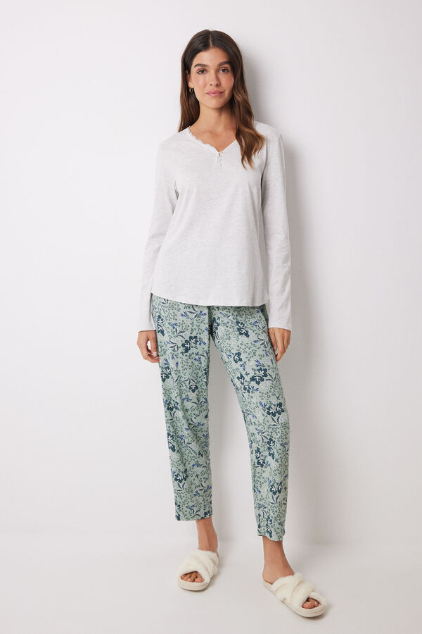 Women'secret Camiseta manga larga 100% algod&oacute;n gris gris