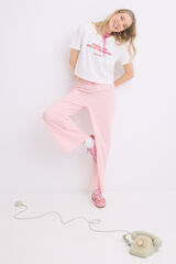 HI&BYE Pijama de algod&atilde;o rosa 100% algod&atilde;o bege