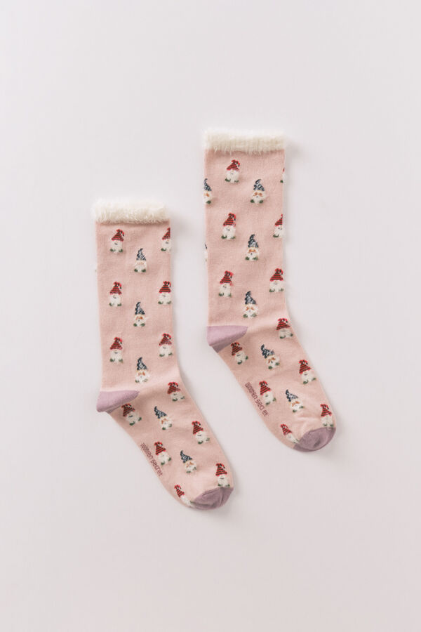 Women'secret Meias compridas com estampa de gnomo rosa