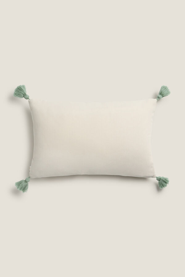 Textura Capa travesseiro algod&atilde;o flores bege