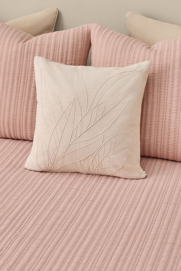 Textura Edredom liso reversível com costura rosa