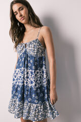 Women'secret Vestido curto de al&ccedil;as estampado azul estampado