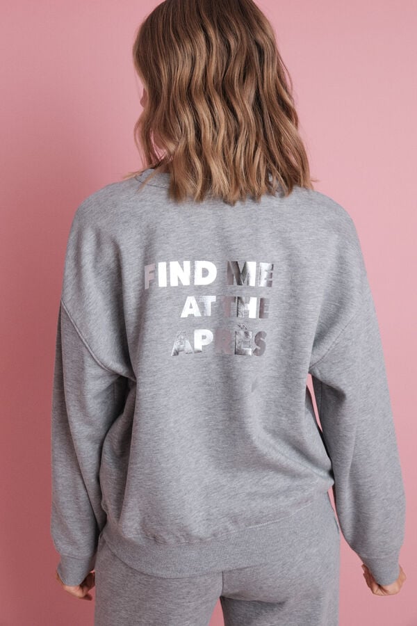 HI&BYE Sudadera felpa gris logo gris