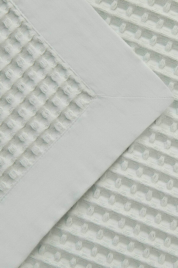 Textura Colcha algod&atilde;o ninho de abelha azul