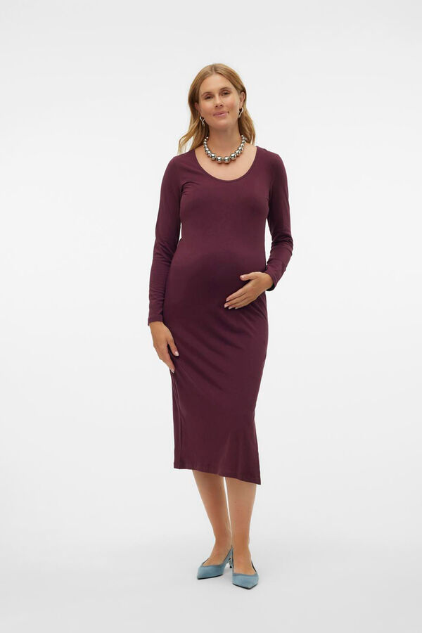 Mamalicious Vestido largo de manga larga maternity morado/lila