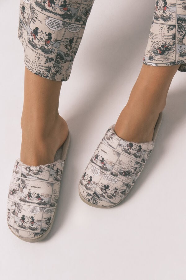 Women'secret Zapatillas casa blanco Mickey Mouse estampado