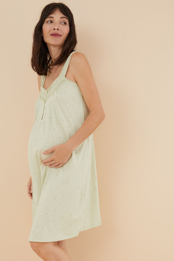 Womensecret Camisa de dormir maternity algodão flores verde