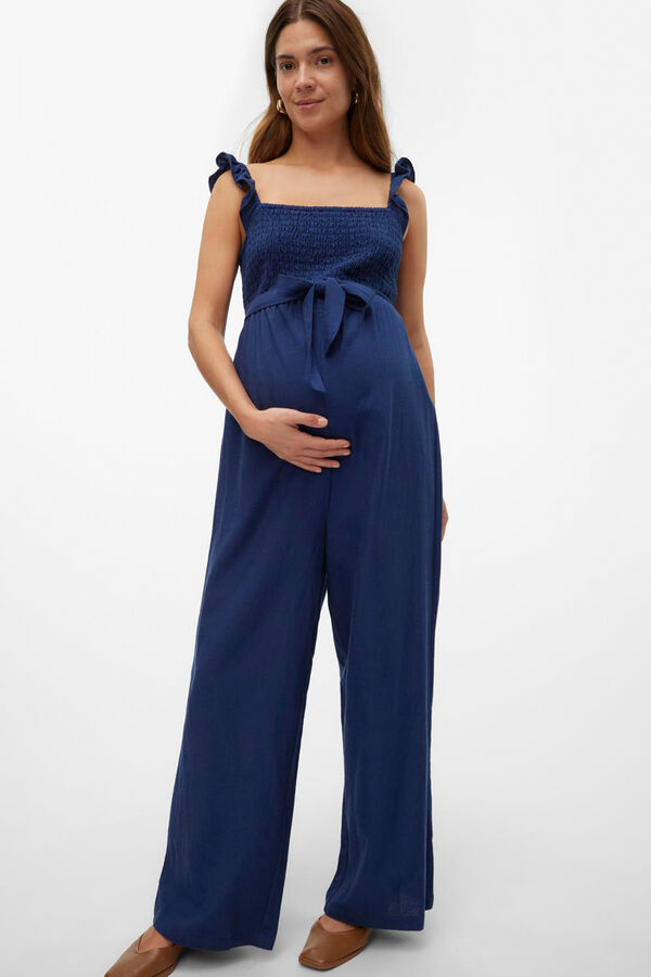 Mamalicious Mono de tirantes 7/8 maternity azul