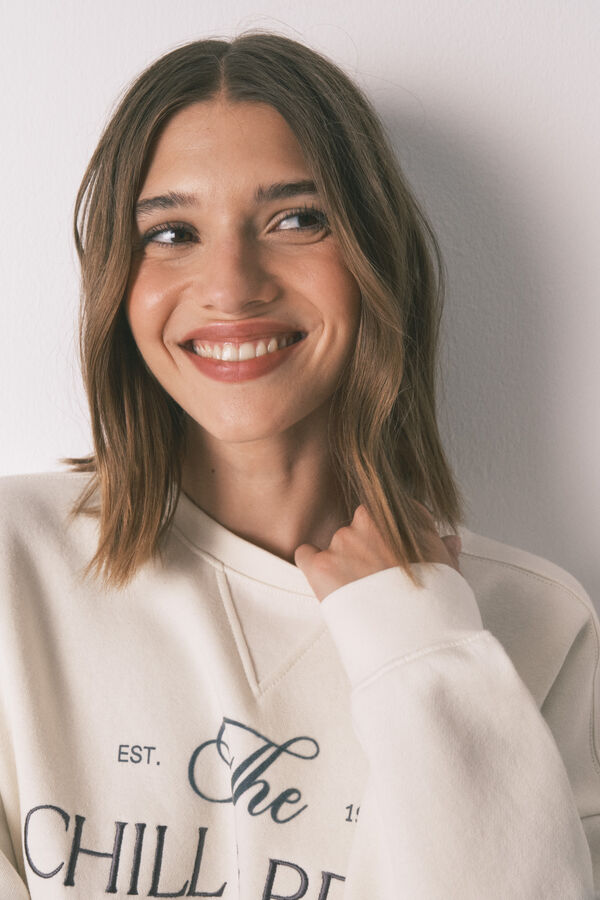 Women'secret Sudadera felpa algod&oacute;n blanco marfil