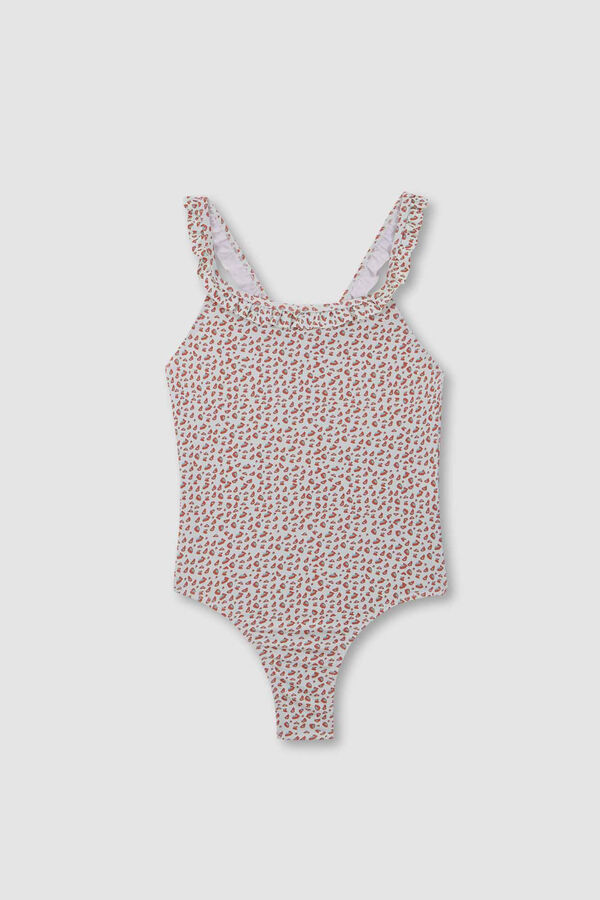 Gocco Fato de banho estampado animal print rosa borgonha