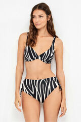 Gisela Braga bikini alta tejido estampado animal print cebra blanco