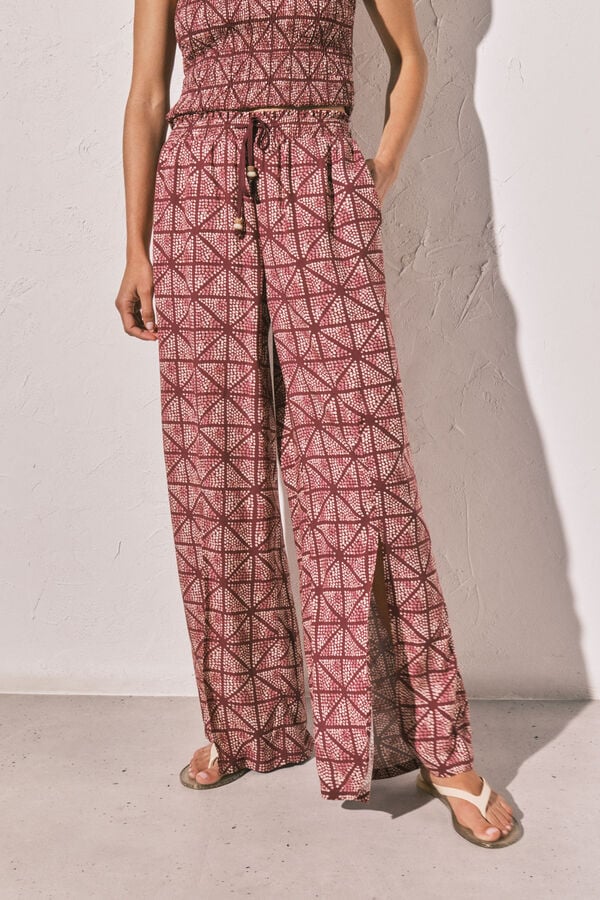 Women'secret Cal&ccedil;a comprida com abertura na bainha estampado