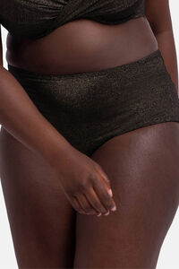 Dorina Calcinha de biquíni midi moldadora preta com glitter