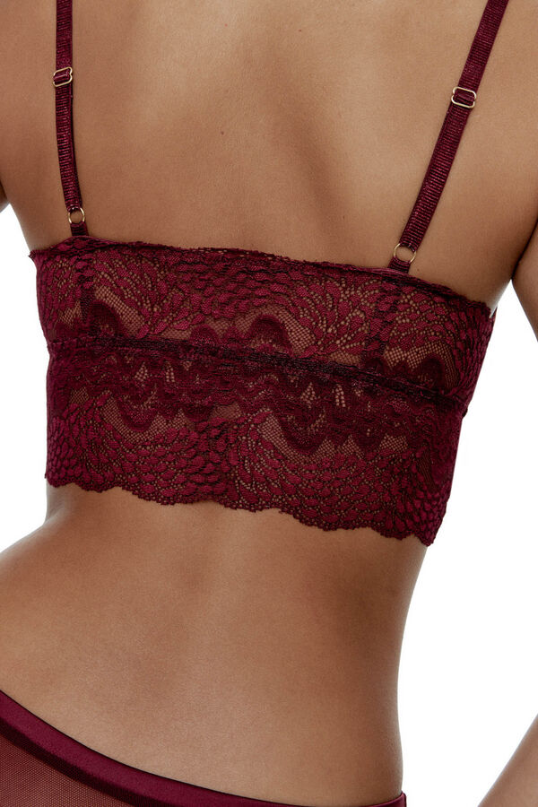 Black Limba Bralette Crop Top Stevie - Burgundy burdeos