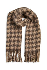 Pieces Bufanda larga b&aacute;sica cuadros pico gallo flecos marr&oacute;n