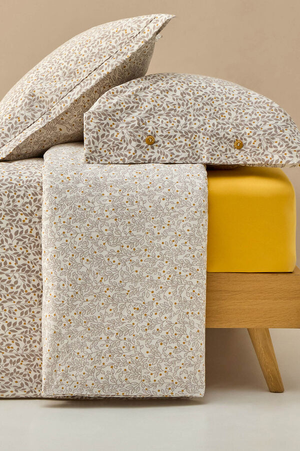 Textura Folhas de capa de edred&atilde;o de algod&atilde;o sustent&aacute;vel estampado