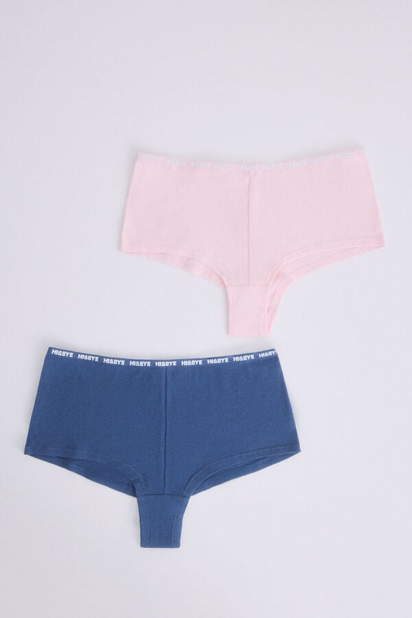 HI&BYE Pack de 2 cuecas boxer rosa e azul branco