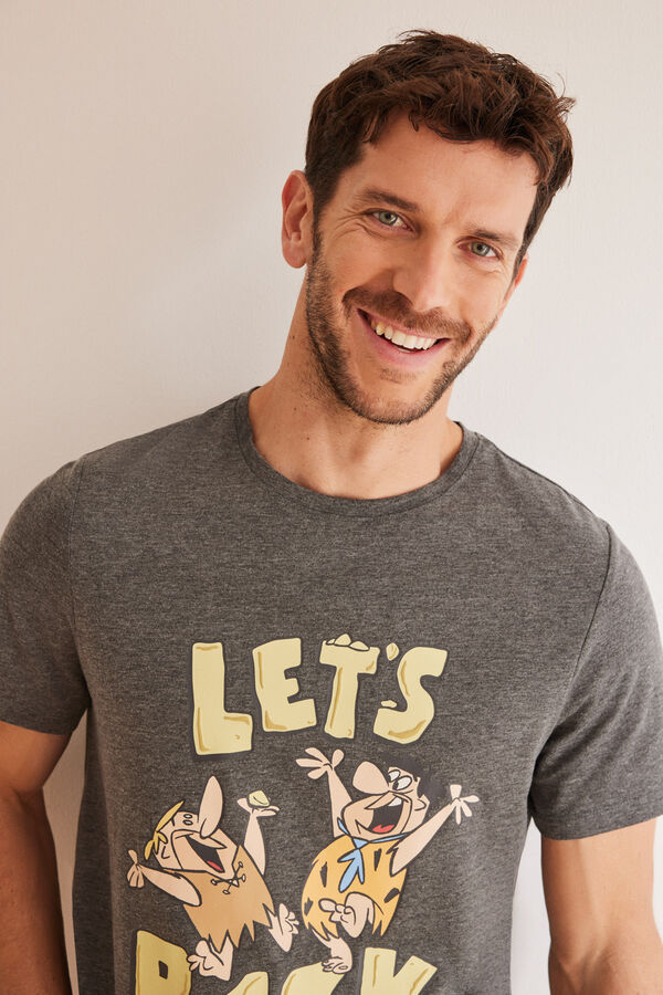 Women'secret Pijama corto hombre algod&oacute;n Los Picapiedras gris