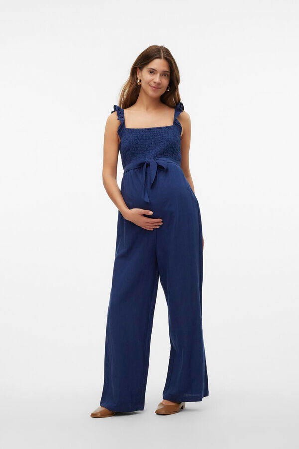 Mamalicious Mono de tirantes 7/8 maternity azul