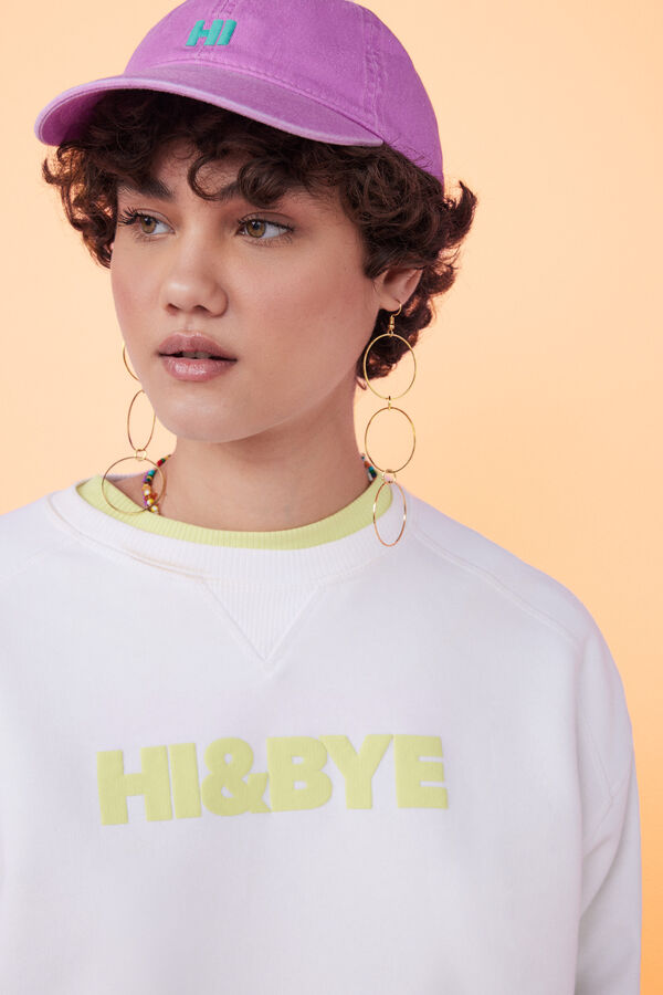 HI&BYE Sudadera felpa beige logo  marfil