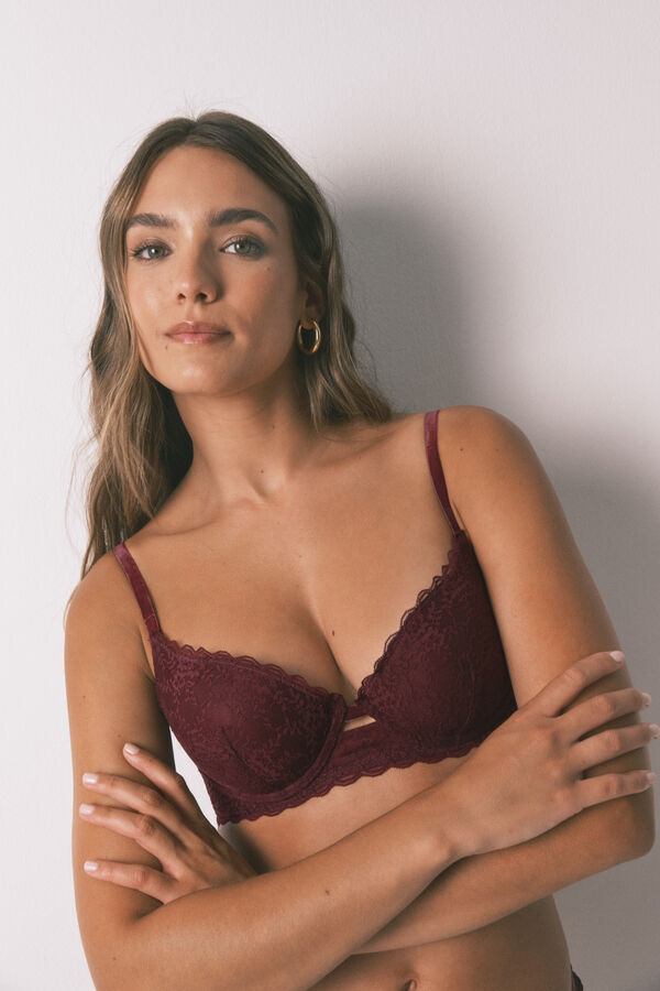 Women'secret Sujetador GORGEOUS push up encaje burdeos burdeos