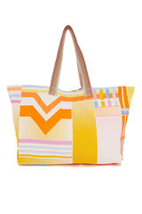 Abbacino Mala de praia com estampado geom&eacute;trico em verde vermelho