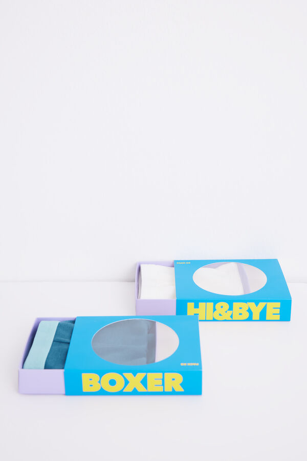 HI&BYE Pack 2 calçinhas boxer algodão rosa e branco multicolour