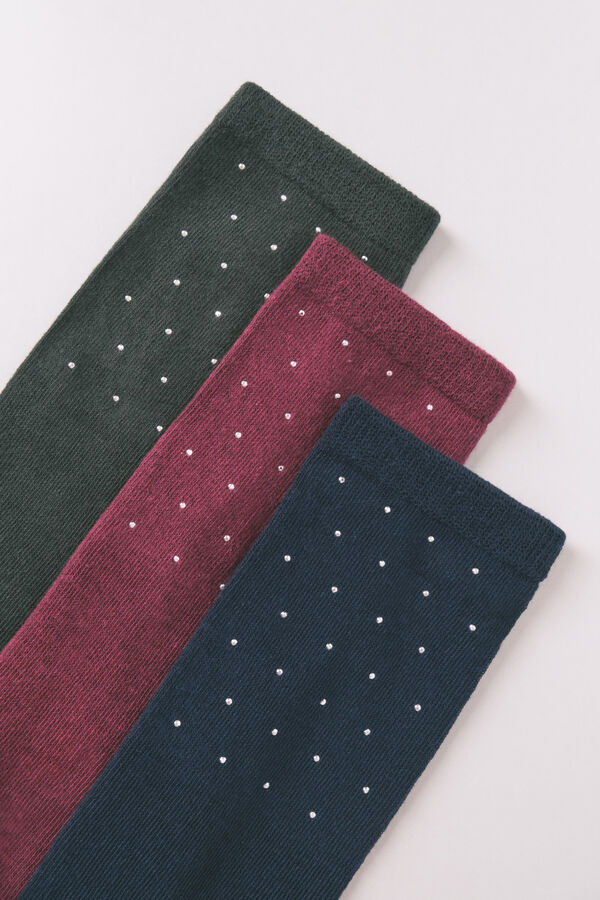 Women'secret Pacote com 3 meias longas de algod&atilde;o com mistura de glitter estampado