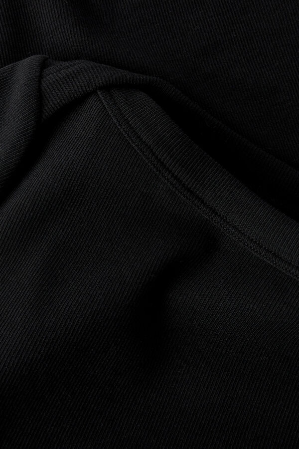 Lmtd T-shirt de manga curta canelada el&aacute;stica preto