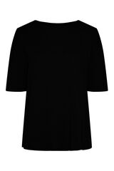 Pieces Camiseta de mujer de manga corta y cuello cerrado negro