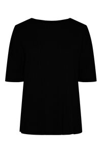 Pieces T-shirt de mulher de manga curta e gola fechada. Cont&eacute;m algod&atilde;o.