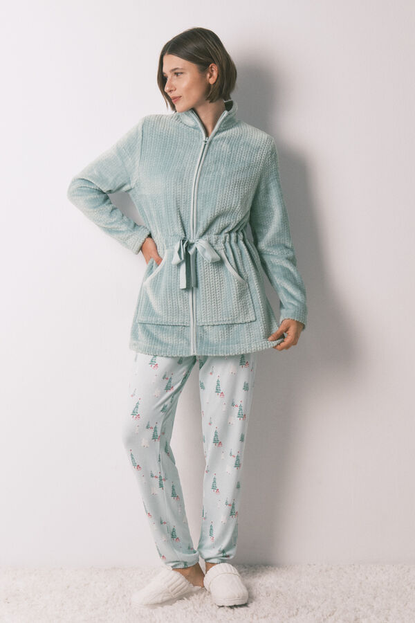Women'secret Robe midi tecido polar verde verde