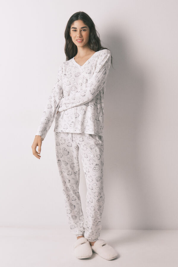 Women'secret Pijama largo canal&eacute; soft blanco estampado Moomin blanco