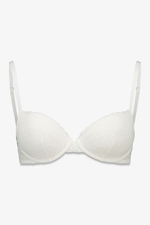 Women'secret Sujetador BEAUTIFUL relleno encaje blanco blanco