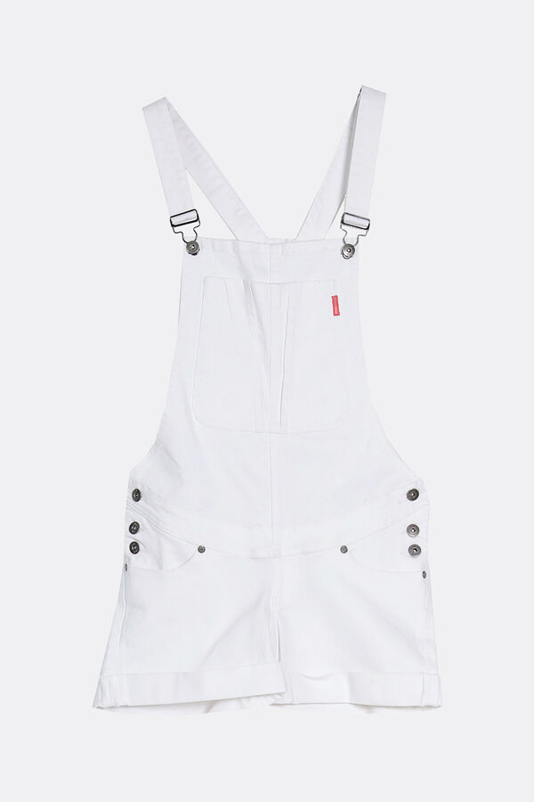 Ohma! Jardineiras pré-mamã curtas de ganga brancas branco