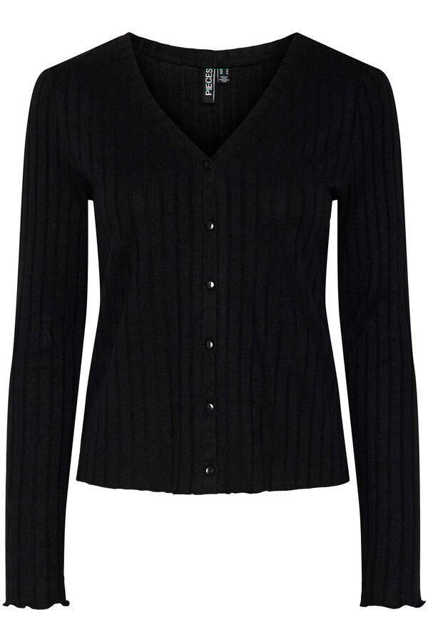 Pieces Casaco de malha manga comprida preto