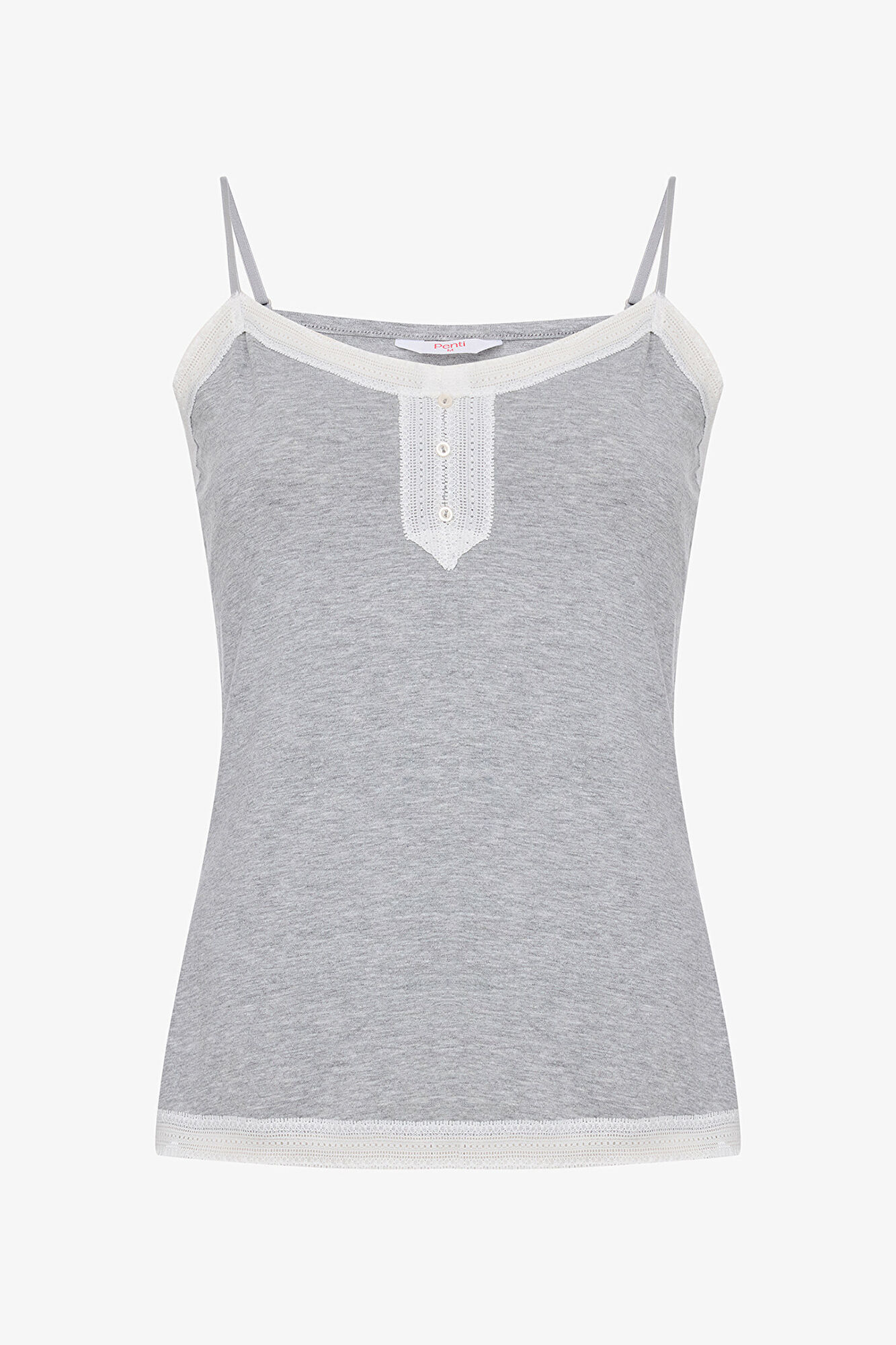 Penti Camiseta de pijama tirantes gris detalle encaje