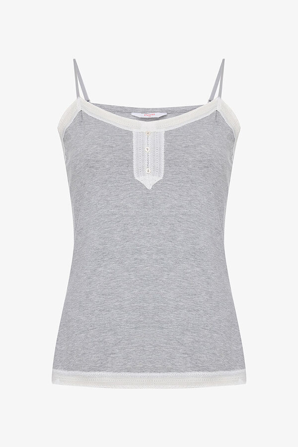 Penti Camiseta de pijama tirantes gris detalle encaje gris