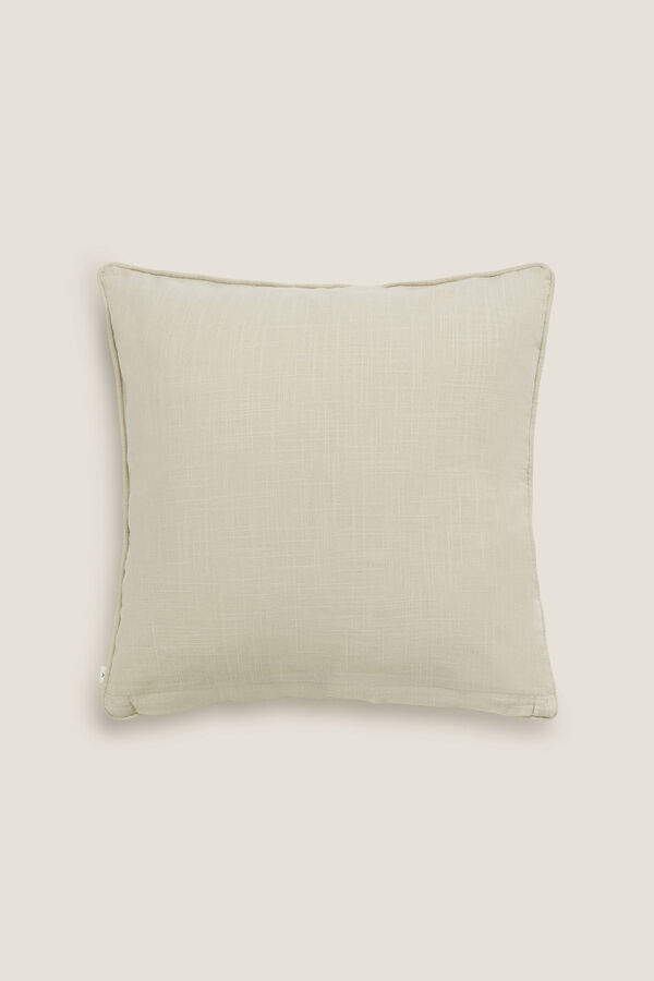 Textura Capa travesseiro algod&atilde;o folhas bege