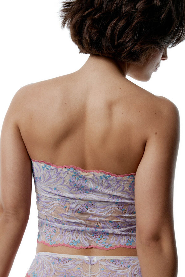 Black Limba de renda top Cropped de Renda Faye estampado