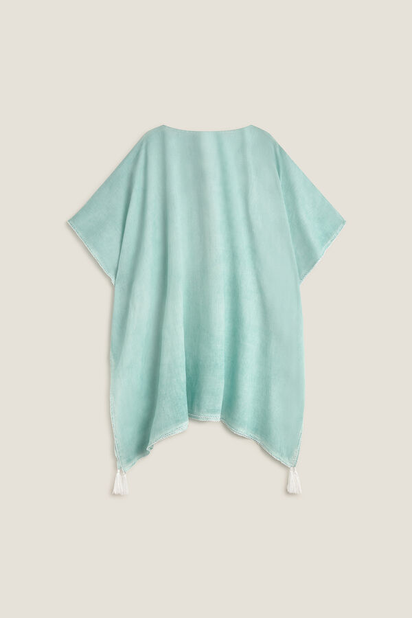 Textura T&uacute;nica algod&oacute;n efecto arrrugado turquesa