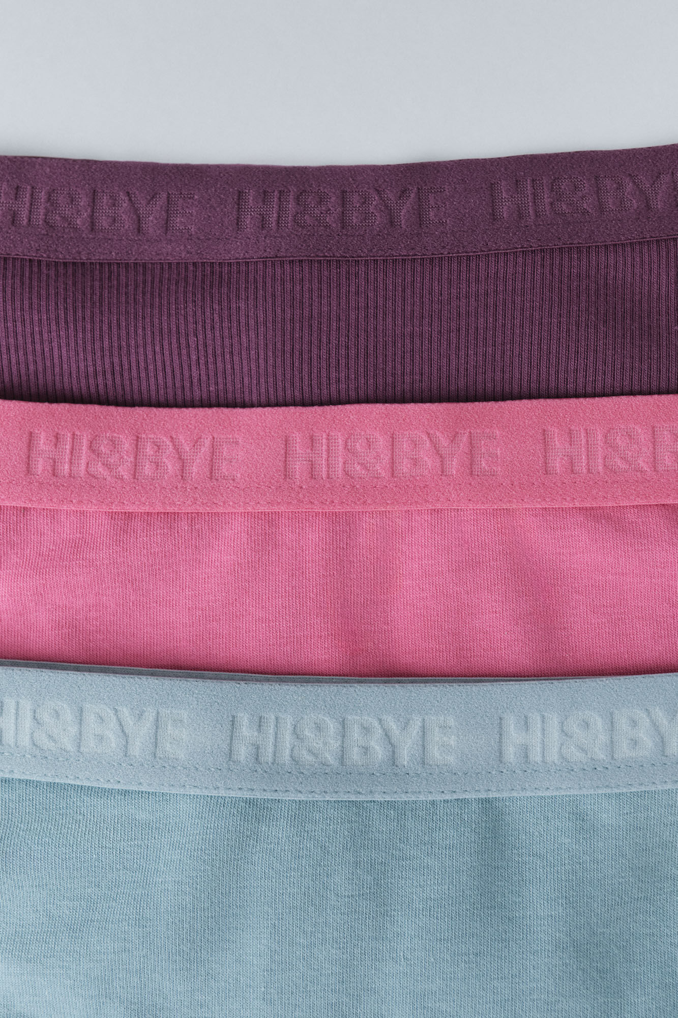 HI&BYE Pacote com 3 cuecas brasileiras nas cores azul, rosa e roxo