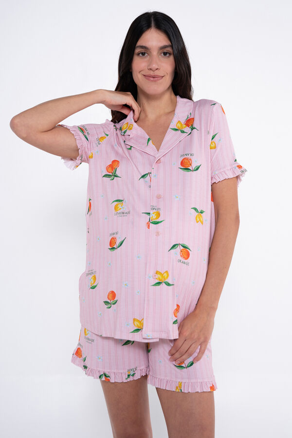 Ohma! Conjunto de pijama estampado de frutas para pré-mamã castanho