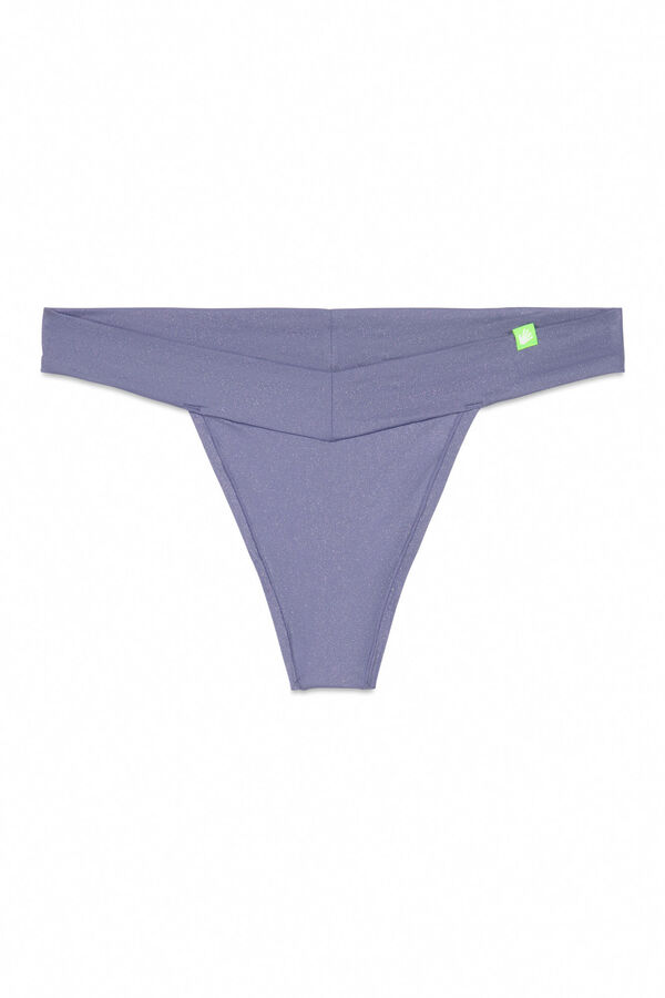 HI&BYE Cueca tanga de microfibra azul com glitter  azul