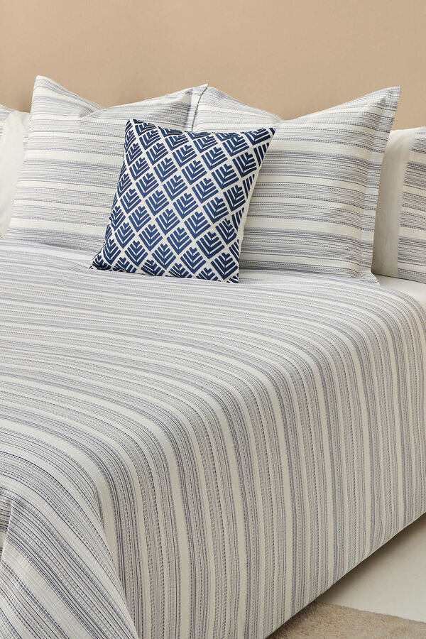 Textura Funda n&oacute;rdica algod&oacute;n tejido rayas azul