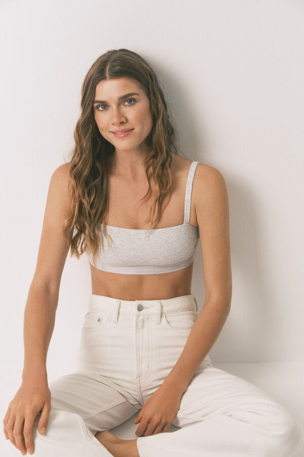 Women'secret Top sin costuras algod&oacute;n gris gris