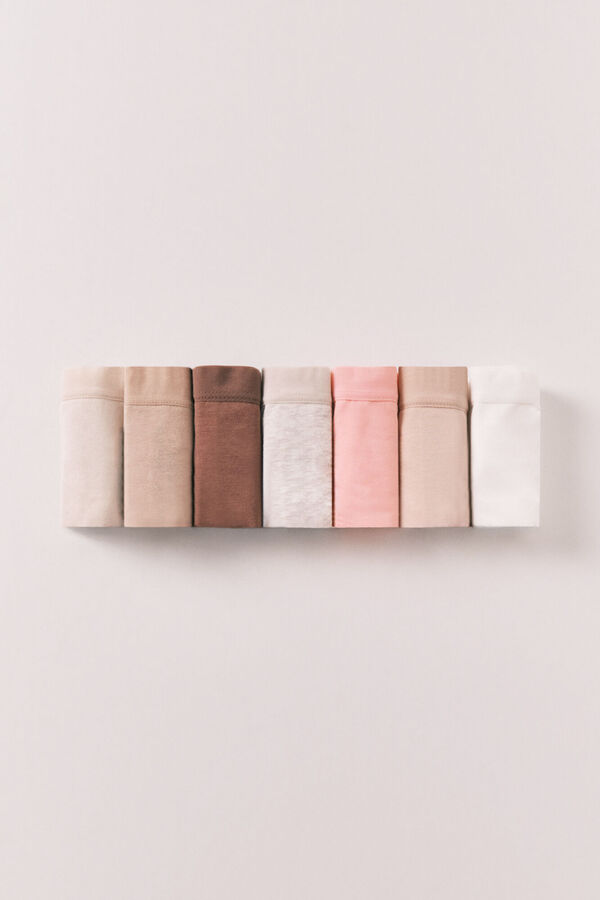 Women'secret Pack 7 cuecas cl&aacute;ssicas em algod&atilde;o lisas neutras branco
